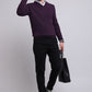 Sweater Hombre Cuello V Morado