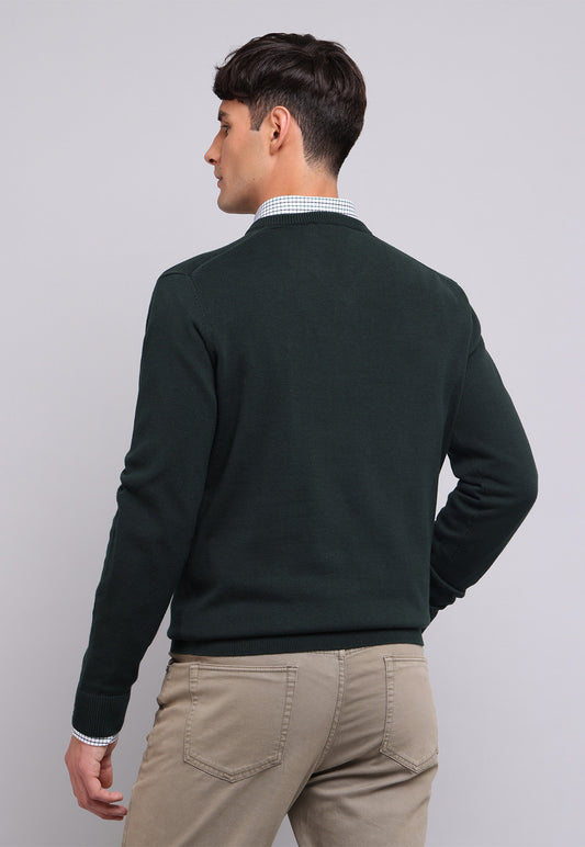 Sweater Hombre Cuello V Verde