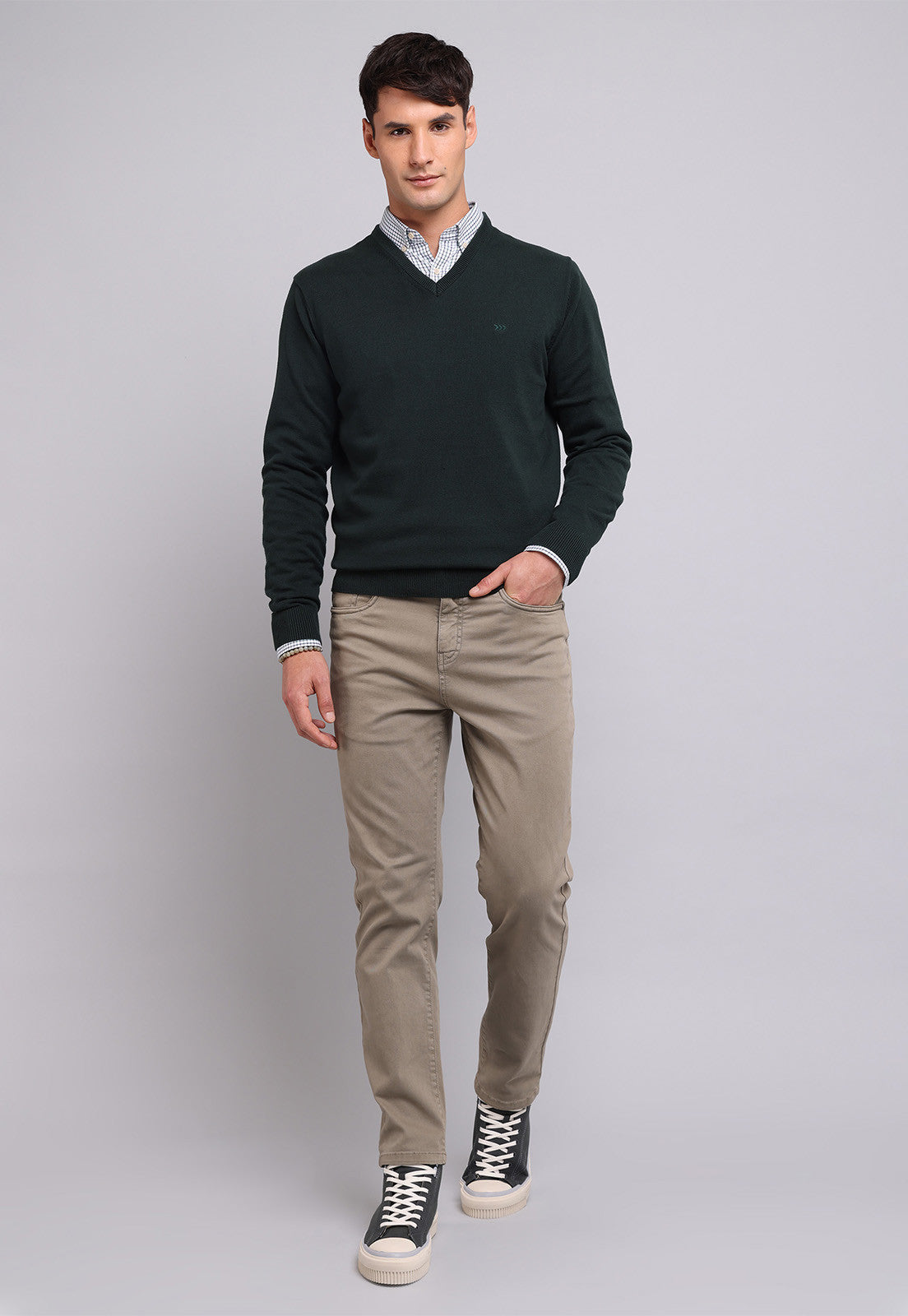 Sweater Hombre Cuello V Verde