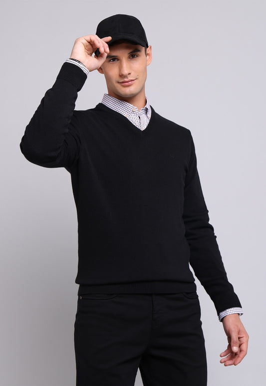 Sweater Hombre Cuello V Negro