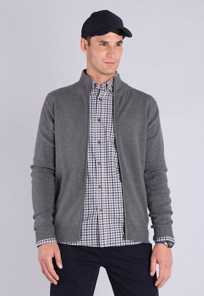 Sweater Hombre Full Zipper Gris