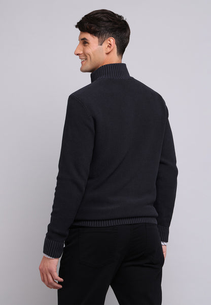 Sweater Full Zipper Stone Wash Azul Marino