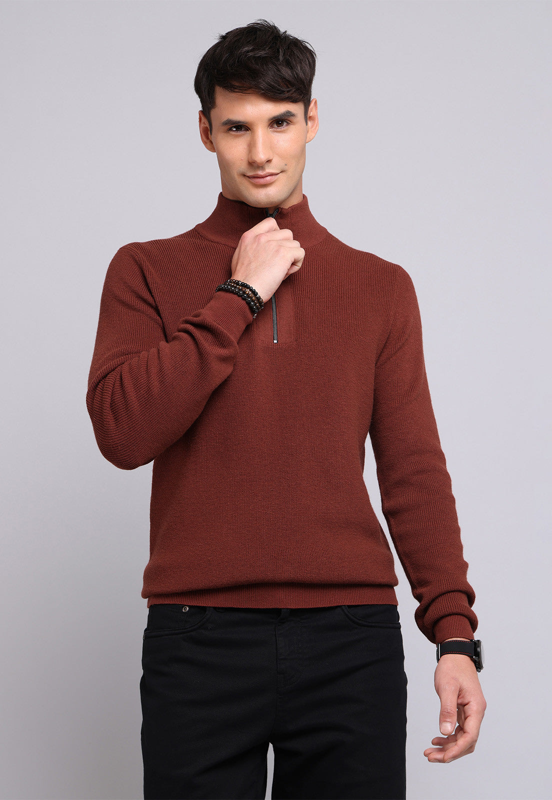 Sweater Hombre Half Zipper Burdeos