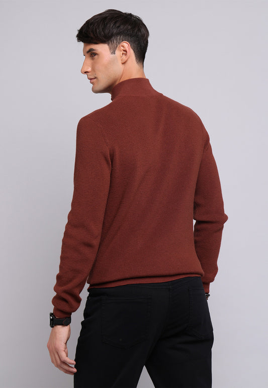 Sweater Hombre Half Zipper Burdeos