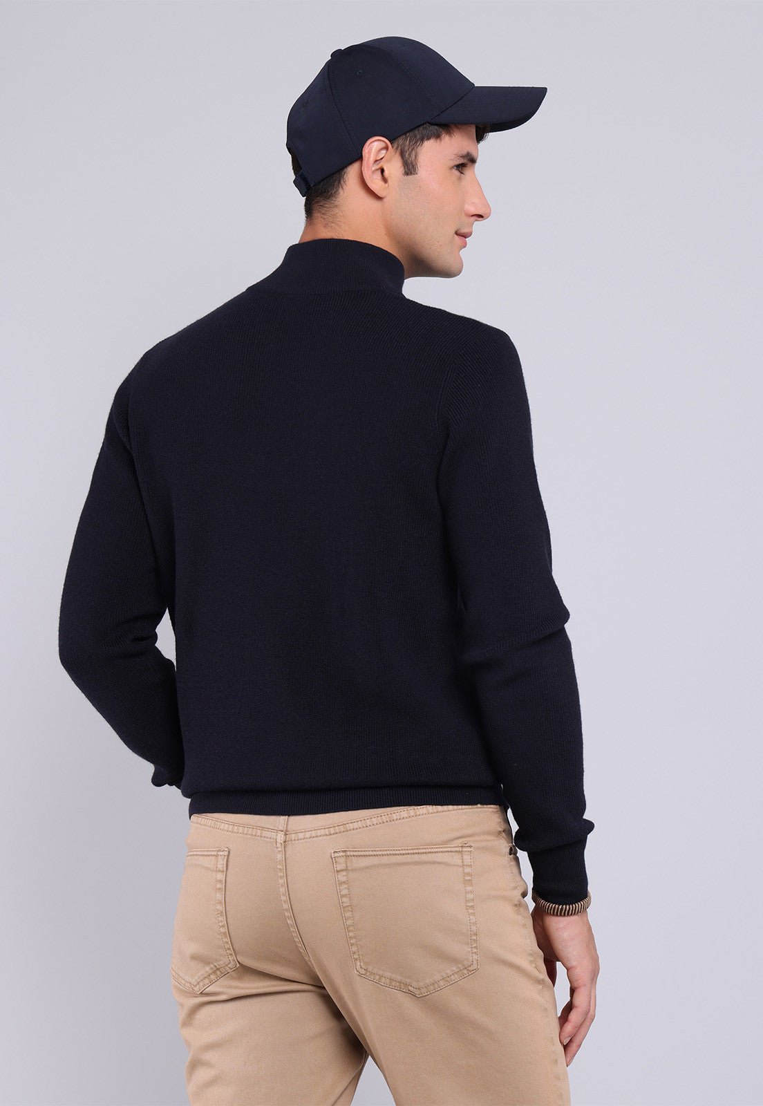 Sweater Hombre Half Zipper Azul