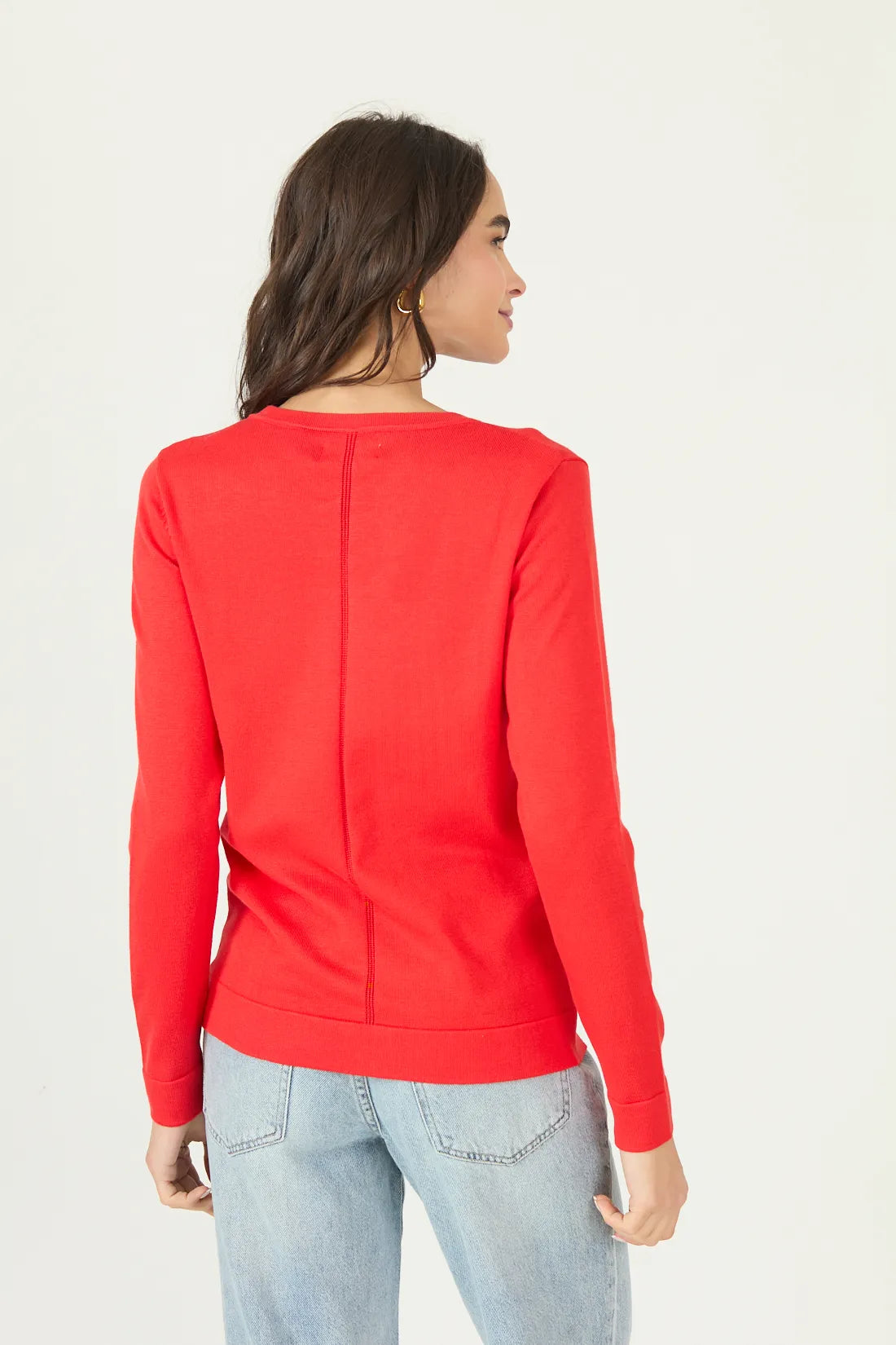 Sweater Mujer Cuello V Rojo