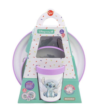 Set Stitch de Comida 3 Piezas Taza, Tazón y Plato Antideslizante