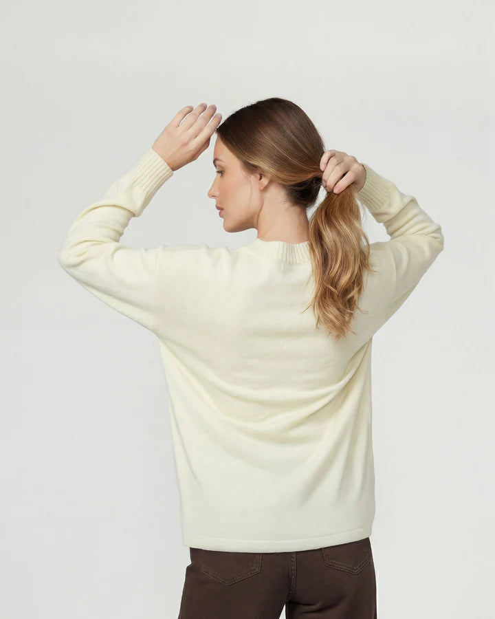 Sweater Mujer Giovanna Relaxed Cuello En V Manga Caída Crudo