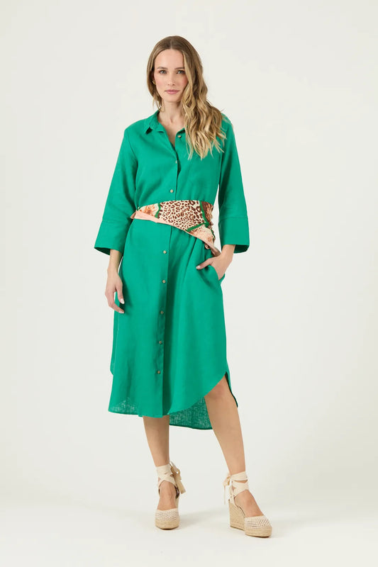 Vestido Mujer Largo Manga 3/4 Verde