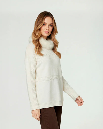 Sweater Mujer Giovanna Relaxed Cuello Redondo Pelos Manga Caída Crudo