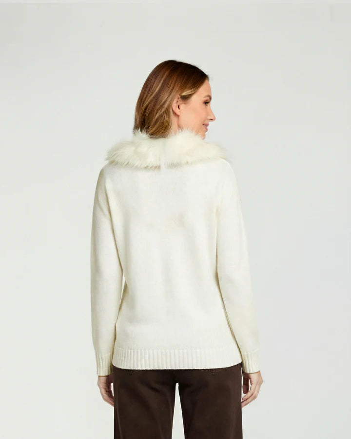 Sweater Mujer Giovanna Relaxed Cuello Redondo Pelos Manga Caída Crudo