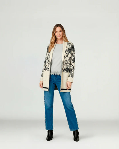 Cardigan Mujer Giovanna Relaxed Cuello Con Solapa Manga Caída Crudo
