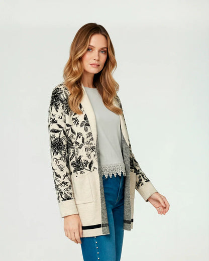Cardigan Mujer Giovanna Relaxed Cuello Con Solapa Manga Caída Crudo