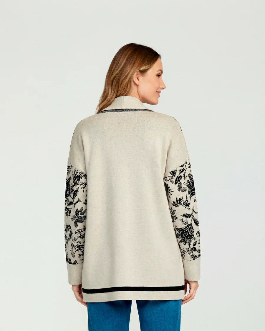 Cardigan Mujer Giovanna Relaxed Cuello Con Solapa Manga Caída Crudo