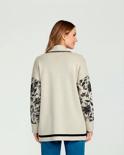 Cardigan Mujer Giovanna Relaxed Cuello Con Solapa Manga Caída Crudo