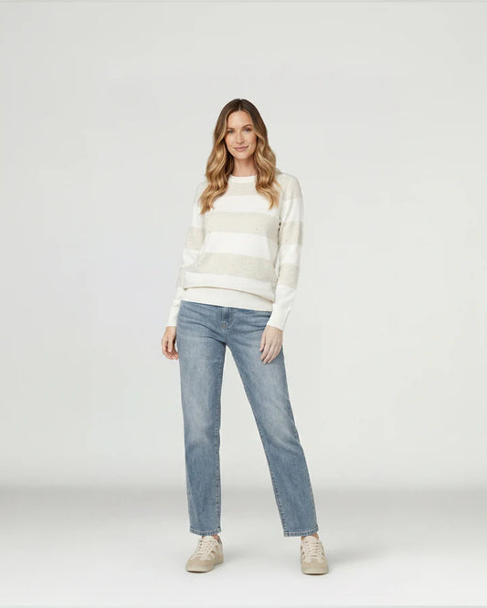 Sweater Mujer Gloria Relaxed Cuello Redondo Manga Caída Crudo