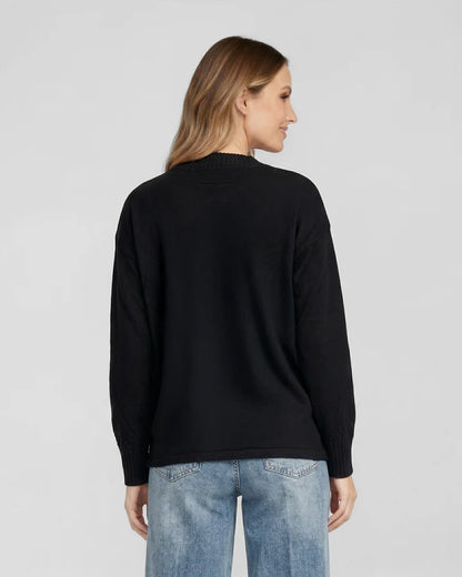 Sweater Mujer Giovanna Relaxed Cuello En V Manga Caída Negro