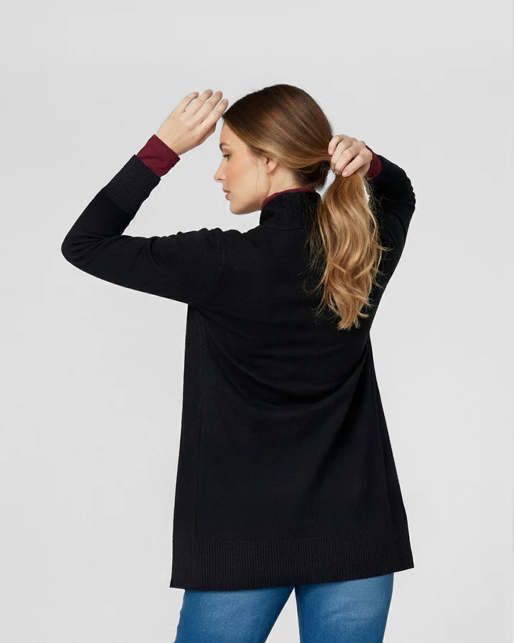 Cardigan Mujer Paola Relaxed Cuello Tipo Kimono Manga Caída Negro