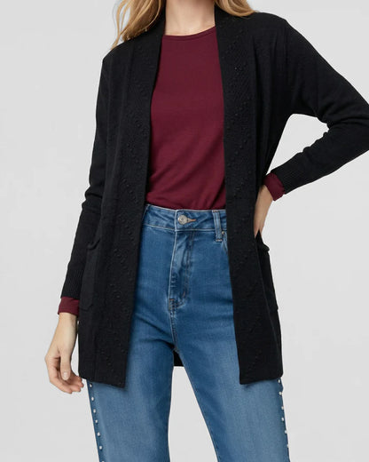 Cardigan Mujer Paola Relaxed Cuello Tipo Kimono Manga Caída Negro