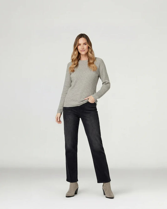 Sweater Mujer Giuliana Slim Fit Cuello Redondo Manga Caída Fango