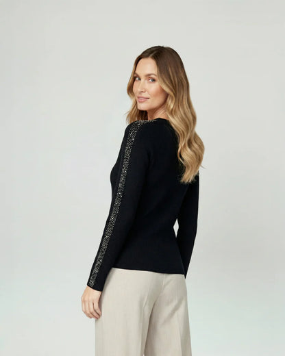 Sweater Mujer Ornella Relaxed Cuello En V Manga Caída Negro