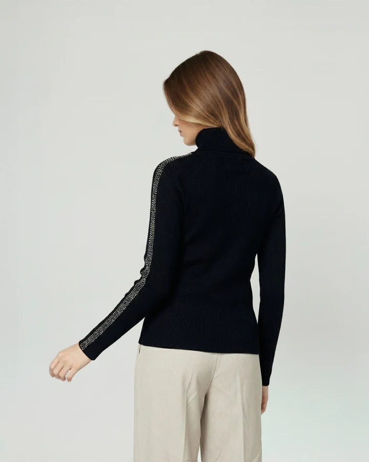 Sweater Mujer Teresa Relaxed Cuello Alto Redondo Manga Caída Negro