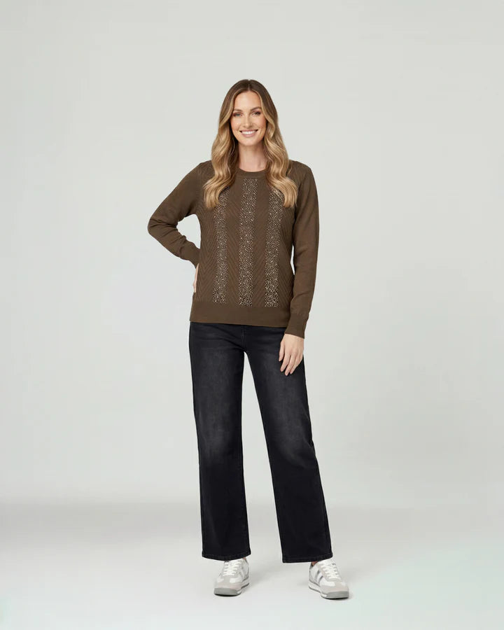 Sweater Mujer Rita Relaxed Cuello Redondo Manga Caída Chocolate