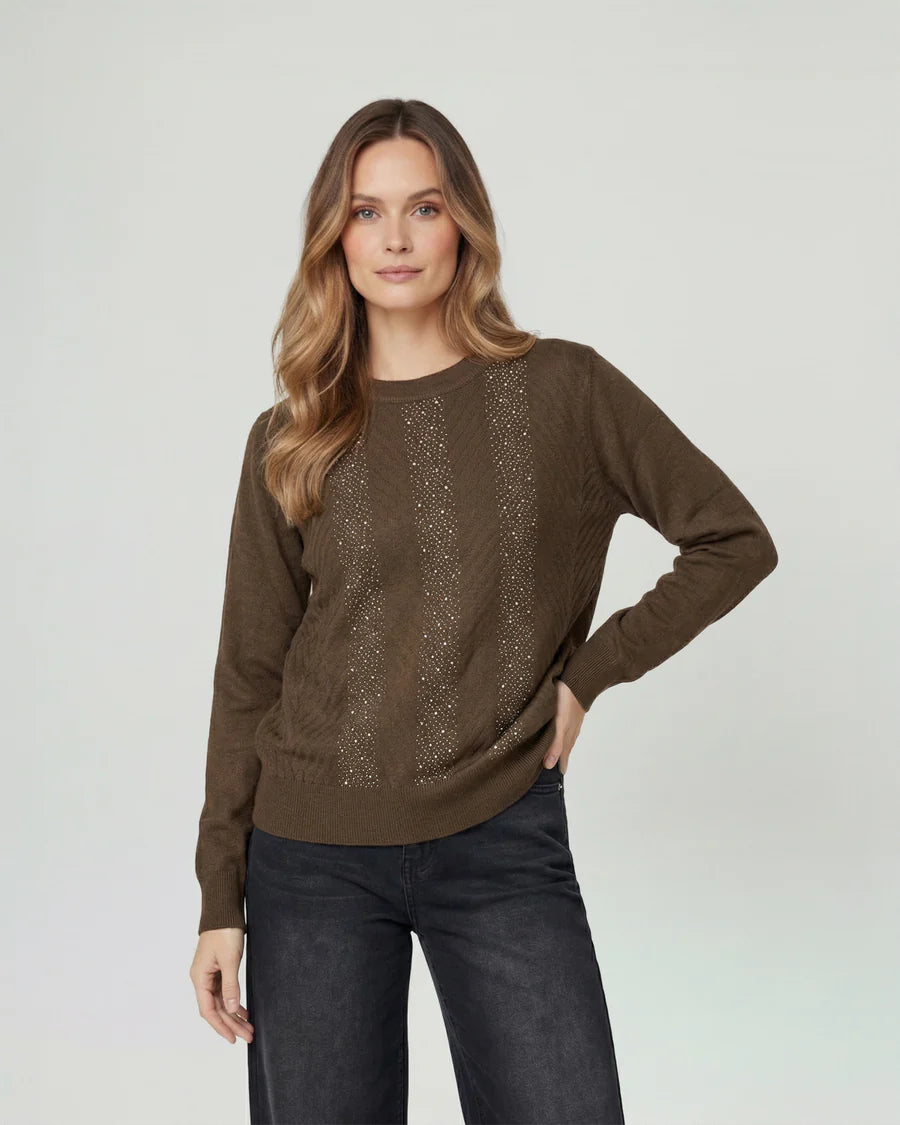 Sweater Mujer Rita Relaxed Cuello Redondo Manga Caída Chocolate