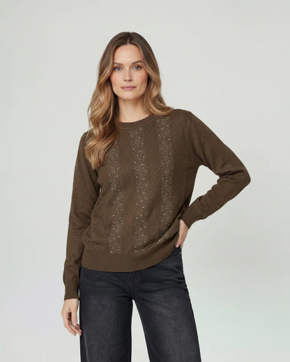 Sweater Mujer Rita Relaxed Cuello Redondo Manga Caída Chocolate