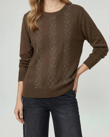 Sweater Mujer Rita Relaxed Cuello Redondo Manga Caída Chocolate