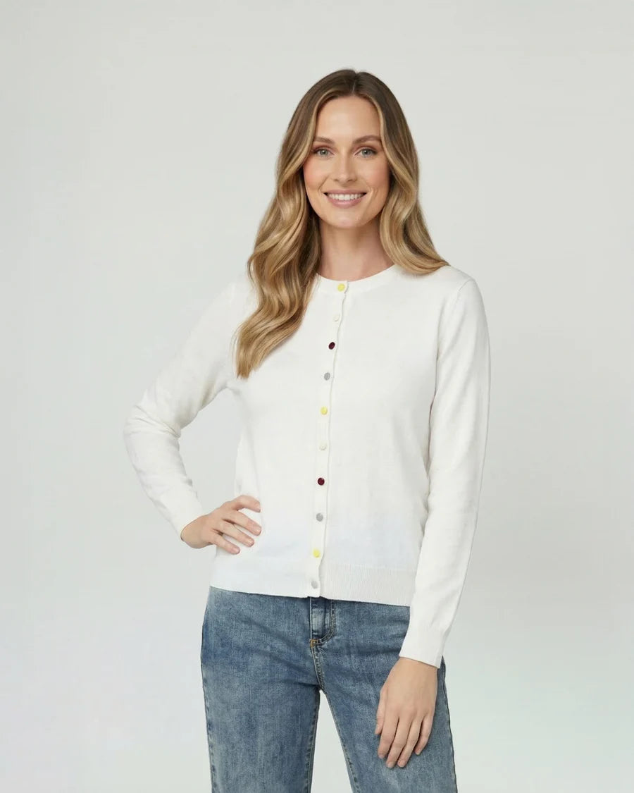 Sweater Mujer Josefina Regular Cuello Redondo Manga Suelta Blanco