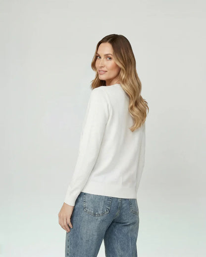 Sweater Mujer Josefina Regular Cuello Redondo Manga Suelta Blanco