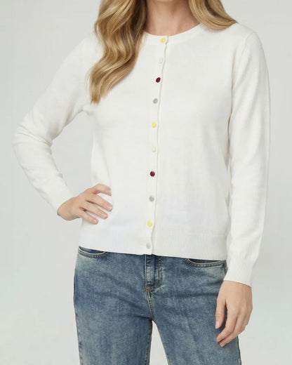Sweater Mujer Josefina Regular Cuello Redondo Manga Suelta Blanco