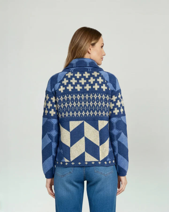 Cardigan Mujer Luciana Relaxed Cuello En V Manga Suelta Jeans