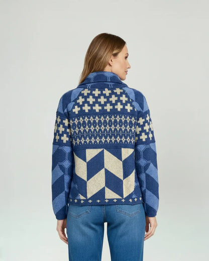 Cardigan Mujer Luciana Relaxed Cuello En V Manga Suelta Jeans