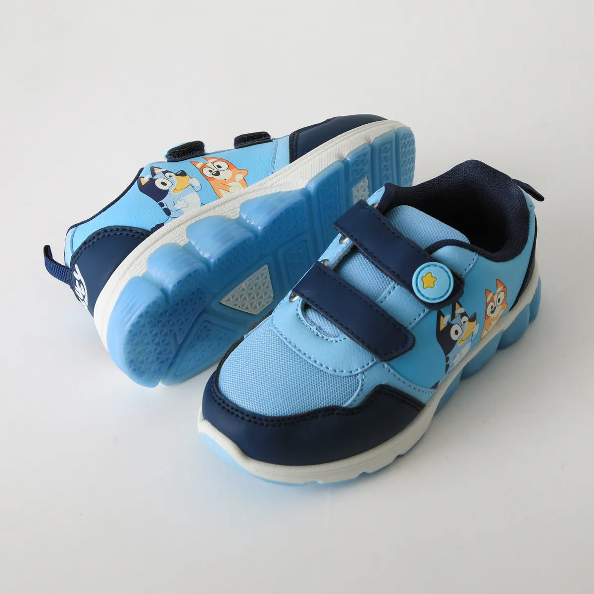 Zapatilla Luces Niño Velcro Celeste