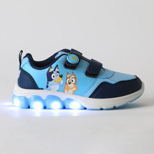 Zapatilla Luces Niño Velcro Celeste