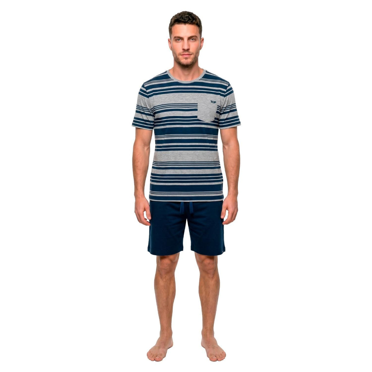 Pijama Corto Hombre Verano Algodón Rayas