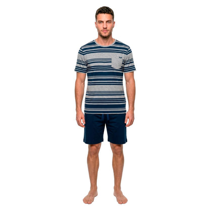 Pijama Corto Hombre Verano Algodón Rayas