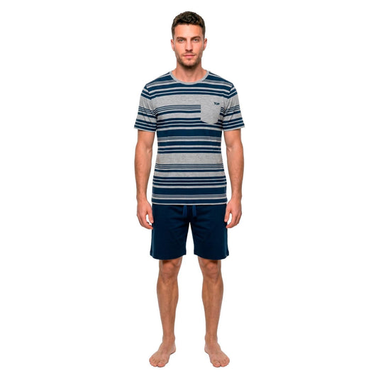 Pijama Corto Hombre Verano Algodón Rayas