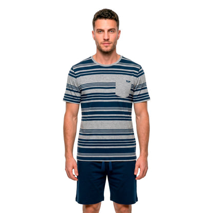 Pijama Corto Hombre Verano Algodón Rayas