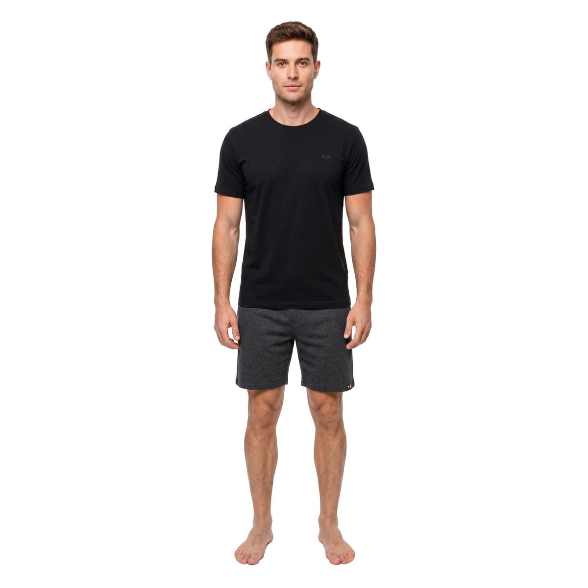 Pijama Hombre Verano Algodón  Negro/Gris