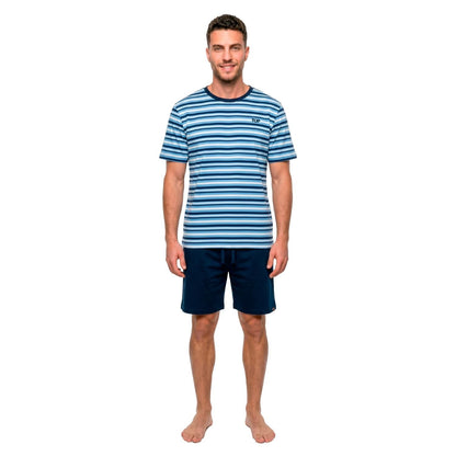 Pijama Corto Hombre Verano Algodón Rayas C3 Verde