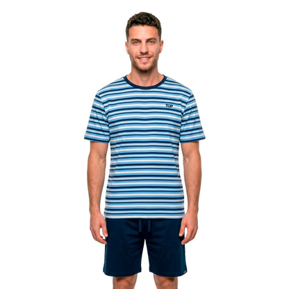 Pijama Corto Hombre Verano Algodón Rayas C3 Verde