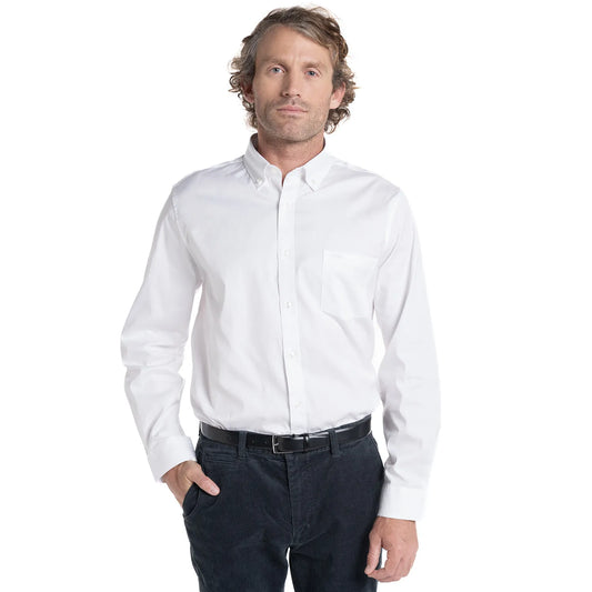 Camisa Hombre Oxford Manga Larga Crosby Algodón Blanca