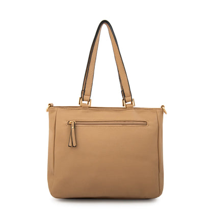 Cartera Mujer Dos Asas Filomena Mediana Beige Oscuro