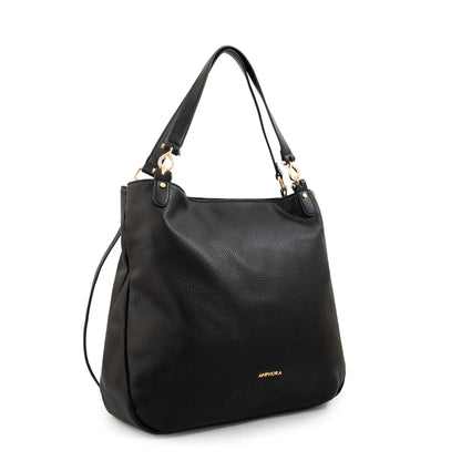 Cartera Mujer Dos Asas Corte Recto Eugenia Mediana Negro