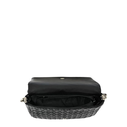 Cartera Mujer Bandolera Con Tapa Mediana Bercy Negro