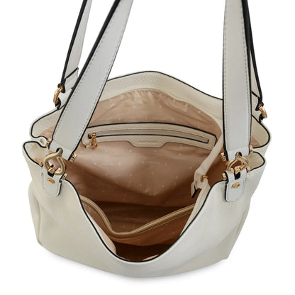 Cartera Mujer Dos Asas Corte Recto Eugenia Mediana Blanco