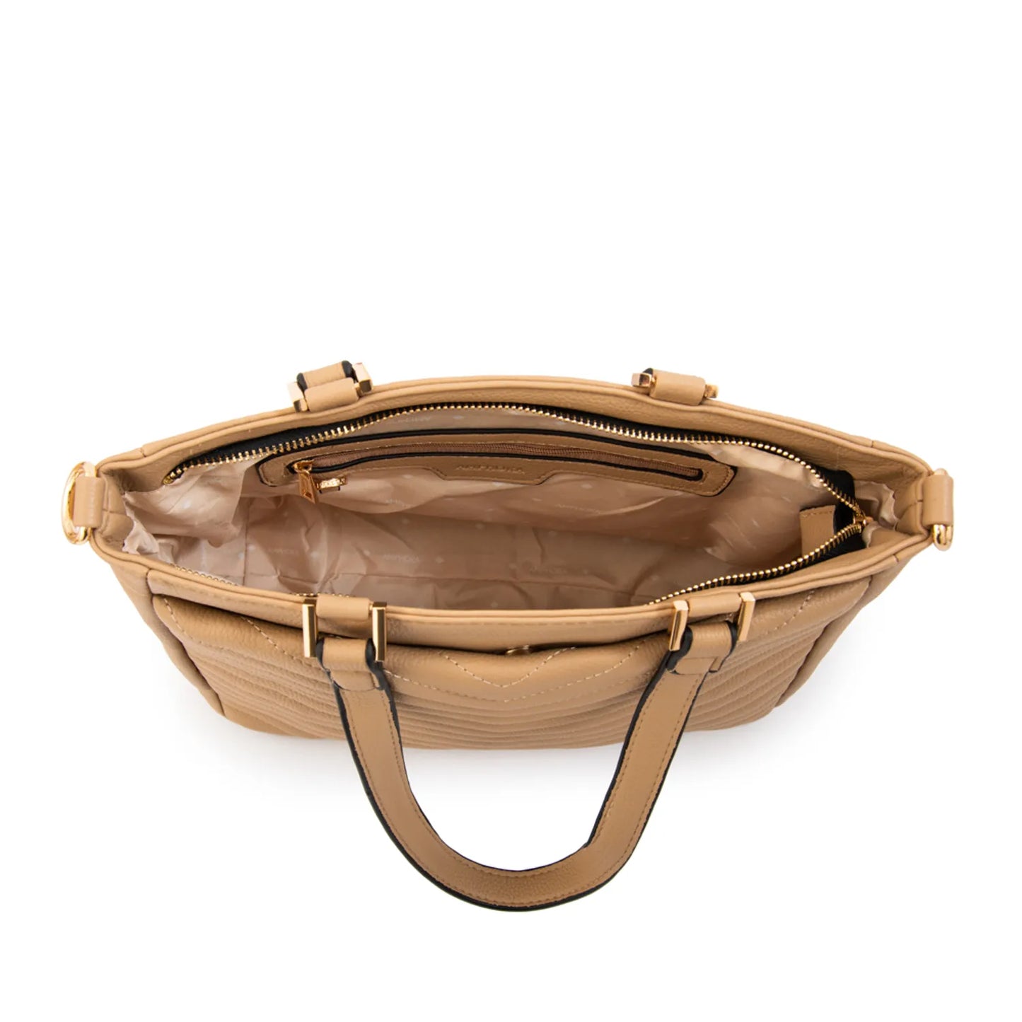 Cartera Mujer Dos Asas Filomena Mediana Beige Oscuro